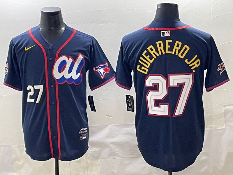Men 2025 Toronto Blue Jays #27 Guerrero jr Blue All star Blank Blue Nike MLB Jersey style 2